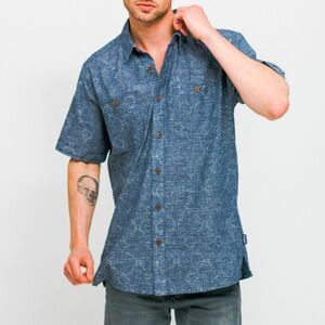 Patagonia Men’s M Hemp Back Step Goshawk Dobby: New Navy Short Sleeve Shirt